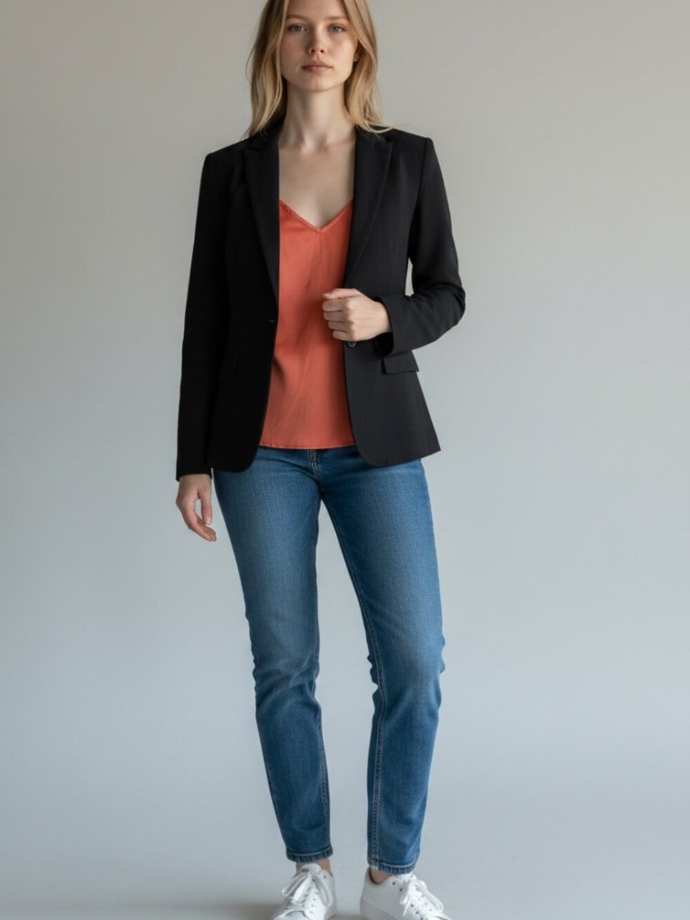 Theory Black Tailored One-Button Blazer Size 0